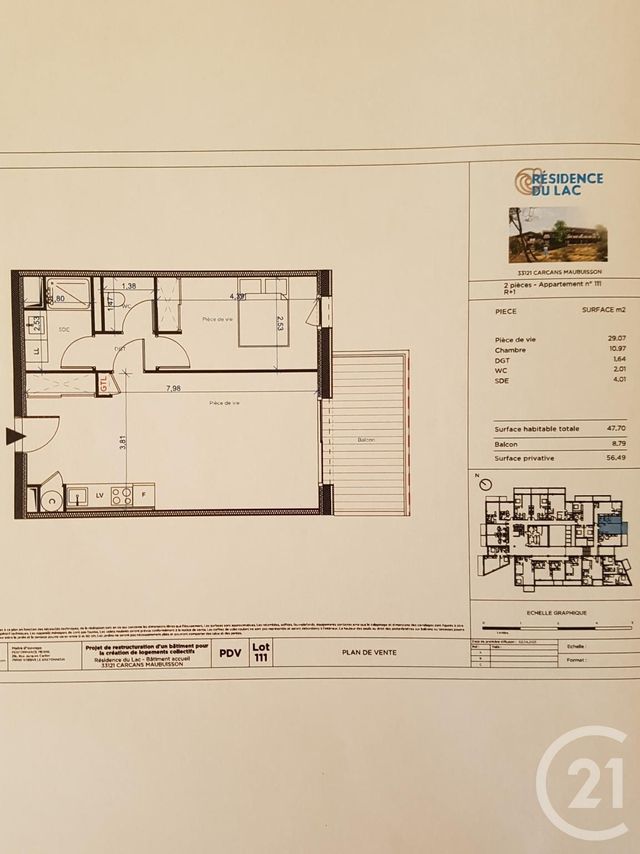 Afficher la photo en grand Appartement T2 à vendre - 2 pièces - 47.7 m2 - CARCANS - 33 - AQUITAINE - Century 21 Agence Biran